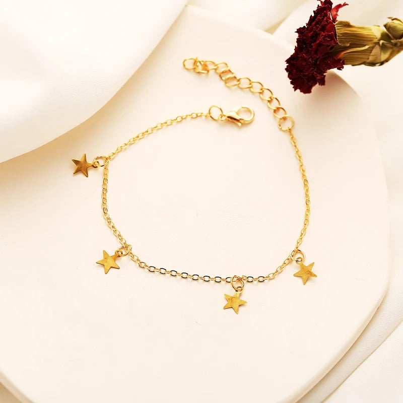 2024 Gold Color Pentagram Anklets Barefoot Foot Jewelry Leg New Anklets on Foot Ankle Bracelets for Women